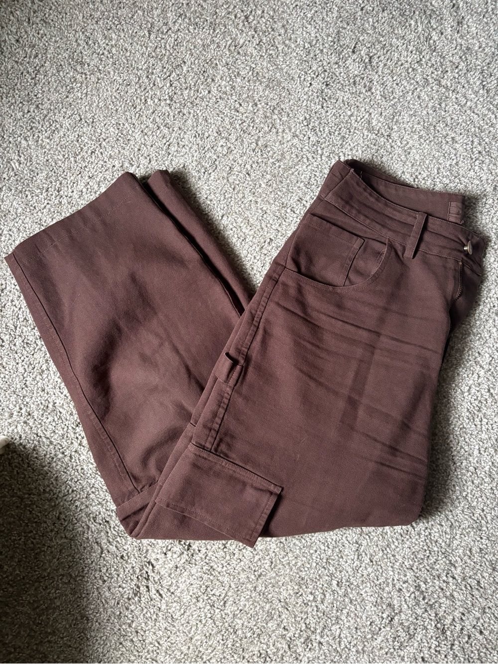 MATE The Label Cargo Carpenter Pant Organic Cotton Chocolate Brown Small - Picture 2 of 9